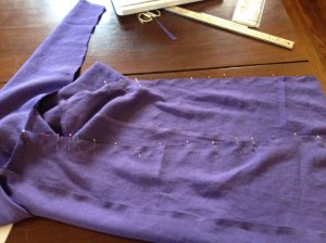 pin sides together, sew from wrist to hem
